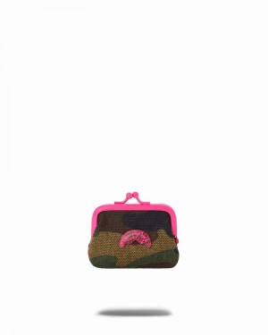 Green Sprayground Camopink Coin Men's Wallets | 791718435