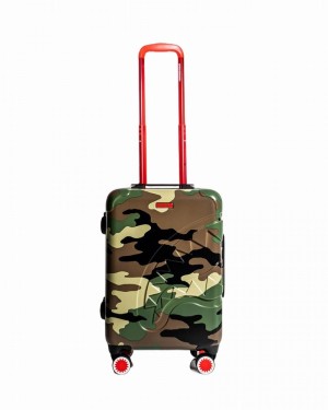 Green Sprayground Checks & Camoflague Men's Luggage Bags | 926332254