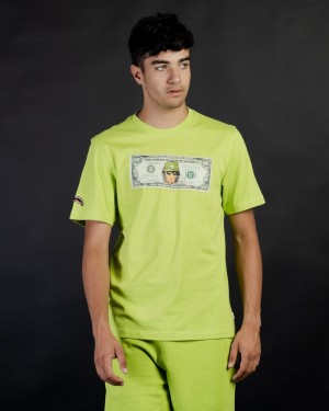 Green Sprayground Dollar Dog Men's T Shirts | 434799560
