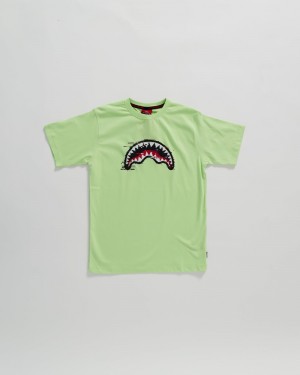 Green Sprayground Glitch Kids' T Shirts | 739403626