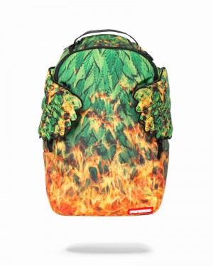 Green Sprayground Leaf Wing Men's Backpacks | 845270575