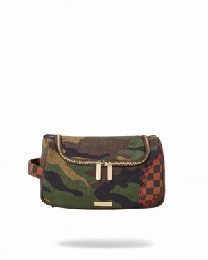 Green Sprayground Pochette Shark Shape Check Men's Toiletry Bags | 483521935