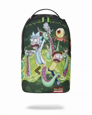 Green Sprayground Rick & Morty Portal Sharkmouth Men's Backpacks | 734998674