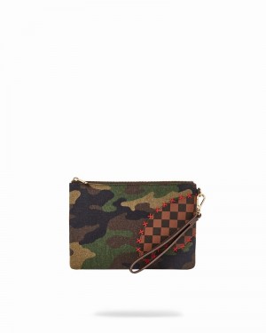 Green Sprayground Shark Shape Check Men's Clutch Bags | 778920140