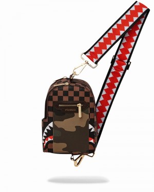 Green Sprayground Sip With Camo Accent Sling Men's Backpacks | 780392954