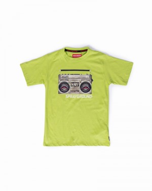 Green Sprayground Stereo Kids' T Shirts | 499723753