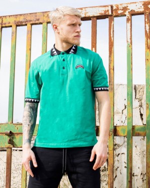 Green Sprayground Tech Men's Polo Shirts | 620750617