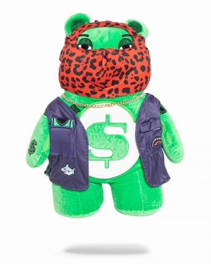 Green Sprayground Teddy Bear Ski Mask Men's Backpacks | 942372297