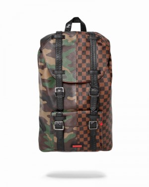 Green Sprayground The Hills Camoflouge Men's Backpacks | 600999701