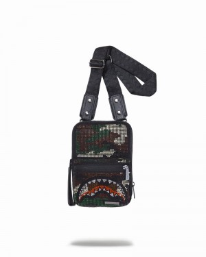 Green Sprayground Trinity Camo Men's Shoulder Bags | 949009029