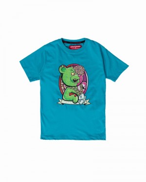 Green Sprayground Zombie Bear Kids' T Shirts | 120098337