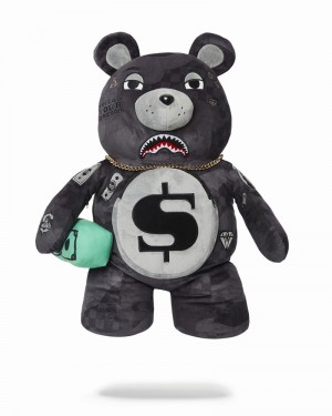 Grey Sprayground 3am Never Sleep Moneybear Teddybear Men's Backpacks | 539951257