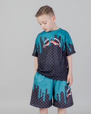 Grey Sprayground Color Dripping Check Kids' Shorts | 354014520