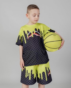 Grey Sprayground Color Dripping Check Kids' Shorts | 753884408
