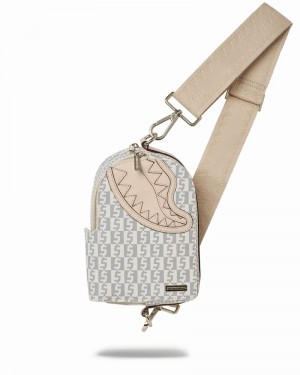 Grey Sprayground Crème De La Crème Sling Men's Backpacks | 827543808