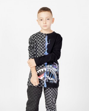 Grey Sprayground Electric Sharktronic Long Kids' T Shirts | 887847395