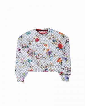 Grey Sprayground Jardin Du Palais Crop Crew Kids' Sweatshirts | 808669160