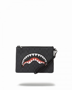 Grey Sprayground Money Check Men's Clutch Bags | 379134404