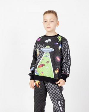 Grey Sprayground Ufo Wtf Crew Kids' Sweatshirts | 816686109