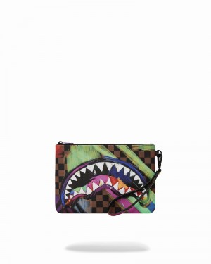 Multicolor Sprayground Sharks In Paris City Streaks Crossover Men's Clutch Bags | 292875247
