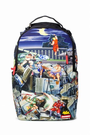 Multicolor Sprayground Street Fighter Men's Backpacks | 758561915