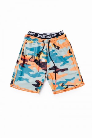 Orange Sprayground Sunset Camo Midi Women's Swim Shorts | 947321443