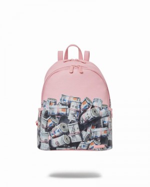 Pink Sprayground New Money Stacks Savage Men's Backpacks | 762652672