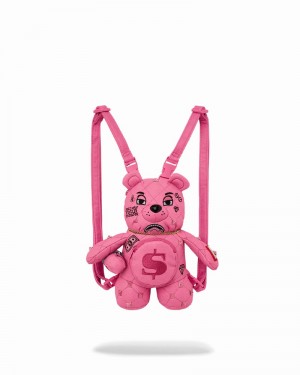 Pink Sprayground Pretty Little Punk Mini Bear Cub Men's Backpacks | 881081808