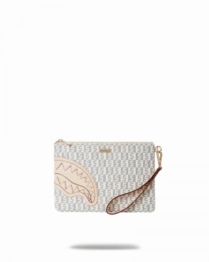 Pink Sprayground Rose Money Checkered Men's Clutch Bags | 558607205