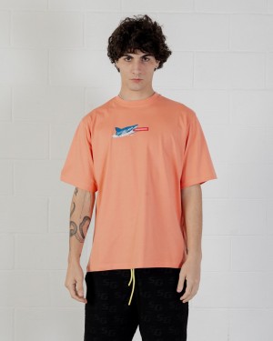 Pink Sprayground Shark Island Over Men's T Shirts | 63044769