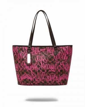 Pink Sprayground Sharks In New York Men's Tote Bags | 221458764