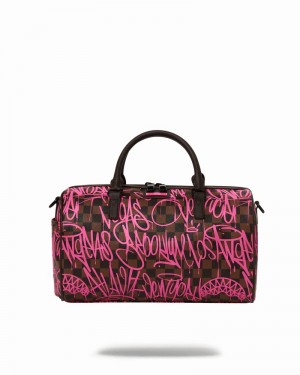 Pink Sprayground Sharks In New York Mini Men's Duffle Bags | 140866010