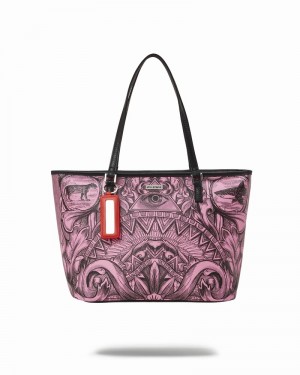 Pink Sprayground Society Of Sharks Men's Tote Bags | 765870873