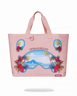 Pink Sprayground Tropical Shark Men's Tote Bags | 836276424