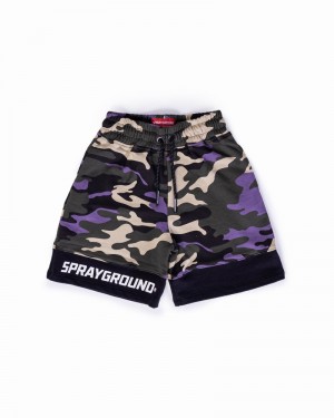 Purple Sprayground Camo Kids' Shorts | 814071627