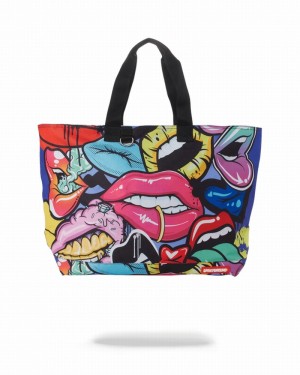 Purple Sprayground Lip Service Beach Men's Tote Bags | 271669679