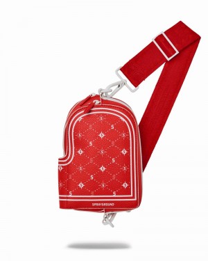 Red Sprayground 6th Avenue Bandana Crossbody Men's Backpacks | 547650197