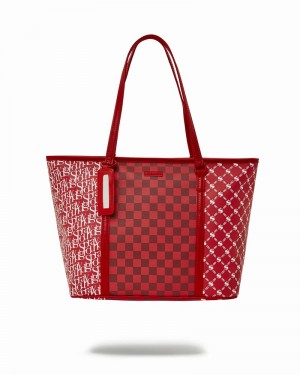 Red Sprayground Tri Split Men's Tote Bags | 177709769