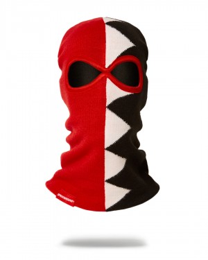 Red Sprayground Vertical Shark Eye Men's Ski Masks | 214114892