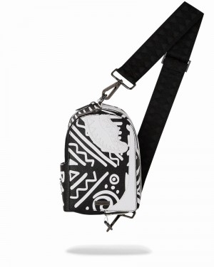 White Sprayground Ai Tribal Courture Sling Men's Backpacks | 404244251