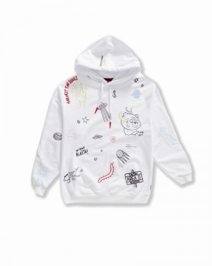 White Sprayground Alien Doodle Women's Hoodie | 751840045