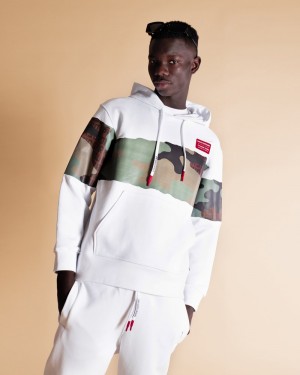 White Sprayground Andre Camo Men's Hoodie | 862668571