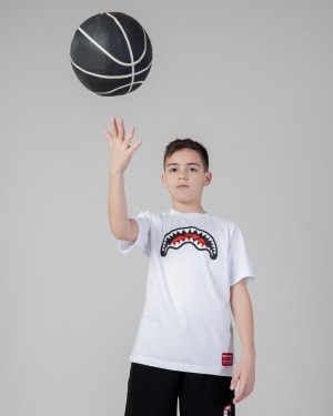 White Sprayground Basketball Smooth Kids' T Shirts | 678982279