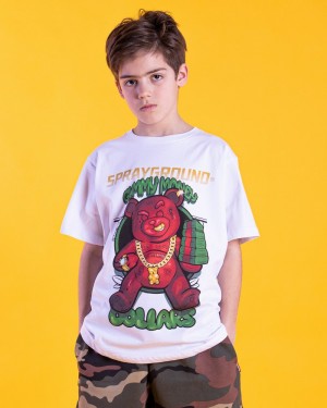 White Sprayground Bear Gang Kids' T Shirts | 788428636