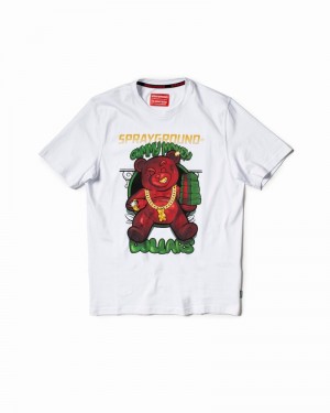 White Sprayground Bear Gang Women's T Shirts | 203892301