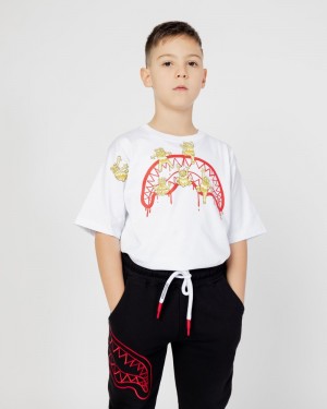 White Sprayground Bear Party Kids' T Shirts | 496833678