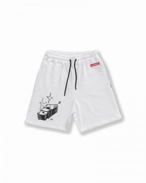 White Sprayground Bermuda B&w Comic Shark Basket Men's Shorts | 394946903