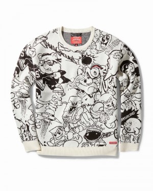 White Sprayground Chaos Sweater Pullover Men's Sweatshirts | 987901208