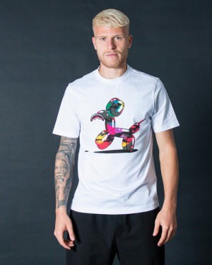 White Sprayground Dog Joker Men's T Shirts | 813685321