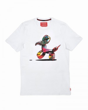 White Sprayground Dog Joker Women's T Shirts | 258590392
